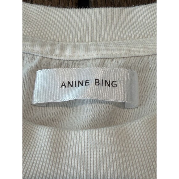 Anine Bing Lili Walk With Me Tee Women’s Size L Ivory Graphic Crew Neck Logo - Picture 6 of 12